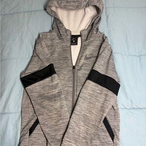 Nike White and Gray Dri-FIT Hoodie - Small
